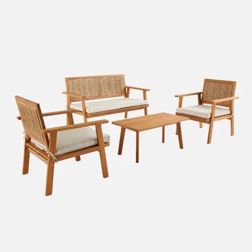 Bohemia corde verticale Salon de jardin bois et cannage vertical 4 places - homidiscount