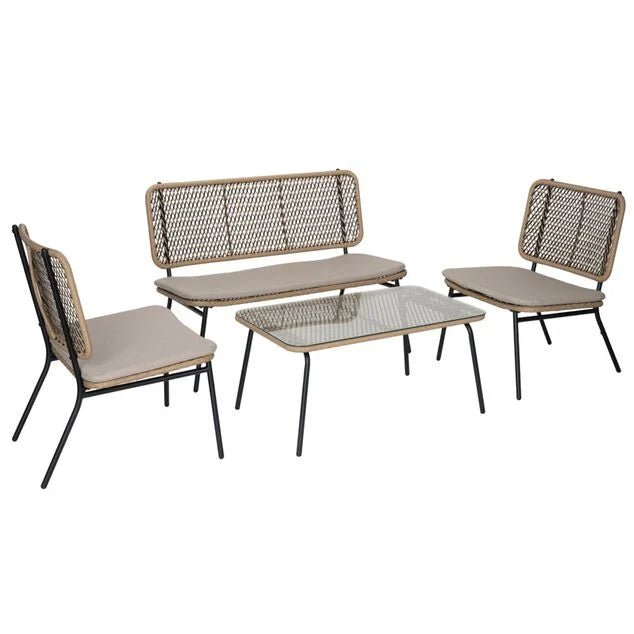 Salon de jardin 4 personnes Bali marron naturel - homidiscount
