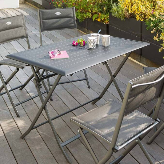 Table de jardin pliante rectangulaire AZUA Graphite