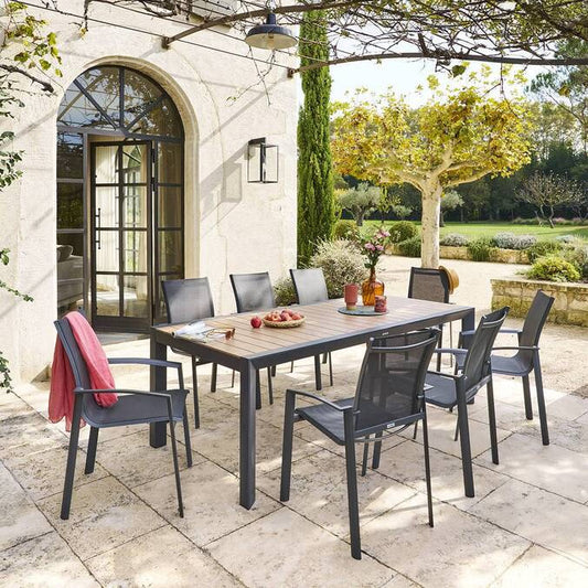 Table de jardin ÉVASION Effet bois Honey & Graphite