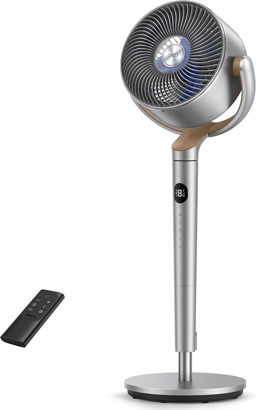 DREO 23dB ventilateur sur pied silencieux, portée de 24M, volume d'air 1200m³/h, turbo circulateur, hauteur de 102CM, 3 modes, 8 vitesses, oscillation omnidirectionnelle 120°+120°, PolyFan 502