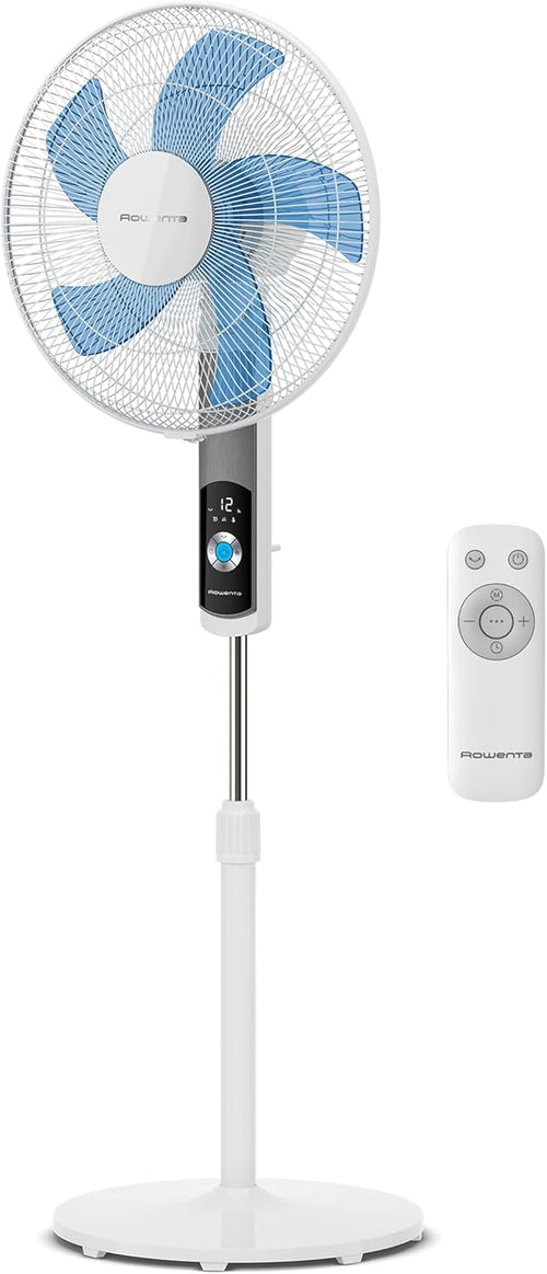 Rowenta Turbo Silence Ventilateur sur Pied, 35 dB(A), Rafraîchissement Puissant jusqu’à 7,2 m, 12 Vitesses, Oscillation 120°, Télécommande, Écran LED, Minuterie 12 h