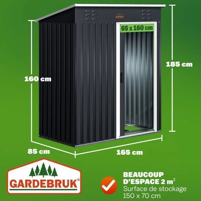Abri de jardin GARDEBRUK 185x165x90cm anthracite porte coulissante