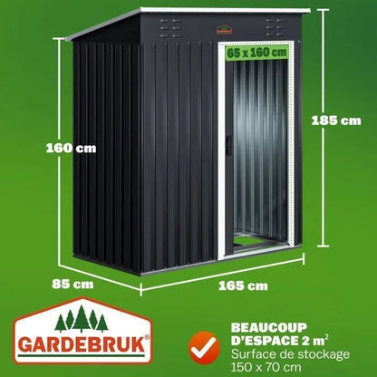Abri de jardin GARDEBRUK 185x165x90cm anthracite porte coulissante