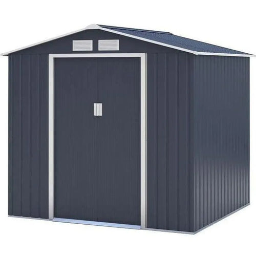 Abri de jardin en métal 4,07 m² - 213 x 191 x 195 cm - MARS -Kit d'ancrage inclus, 2 portes coulissantes - Gris