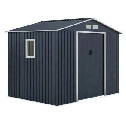 Abri de jardin en métal 5,29 m² - 277 x 191 x 202 cm - VENUS Kit d'ancrage inclus, 2 portes coulissantes, 1 fenêtre latérale Gris