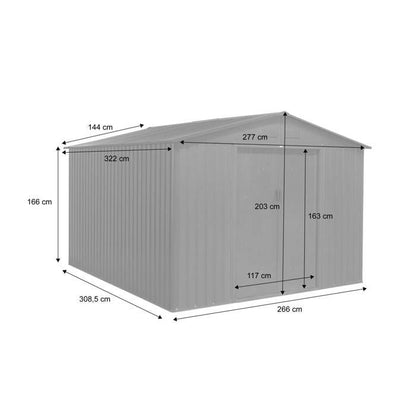 Abri de jardin métal 8,95m² avec kit d'ancrage FLANDRES