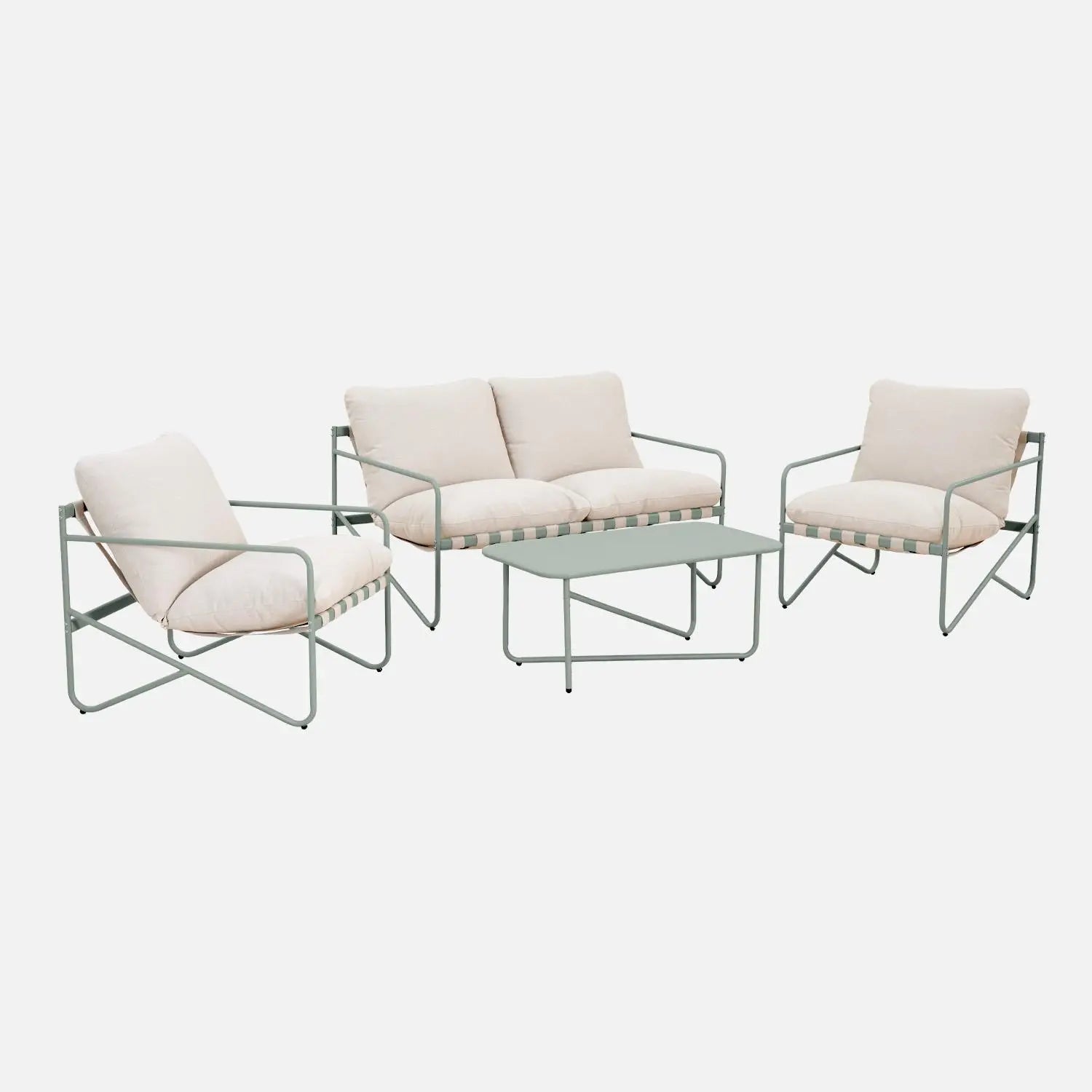 Alcamo Salon de jardin acier 4 places - homidiscount
