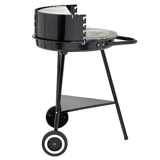 Barbecue à charbon rond Texas 2 grilles 5 niveaux métal noir 53x66,5xH81cm - homidiscount