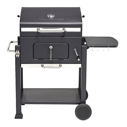 Barbecue à charbon Wilson rectangulaire avec couvercle 2 roulettes 114x72H108cm - homidiscount