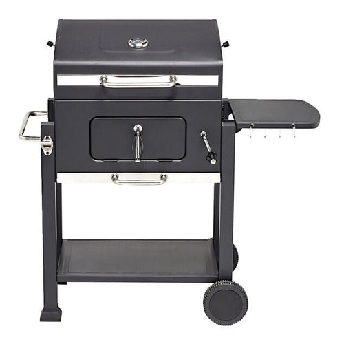 Barbecue à charbon Wilson rectangulaire avec couvercle 2 roulettes 114x72H108cm - homidiscount