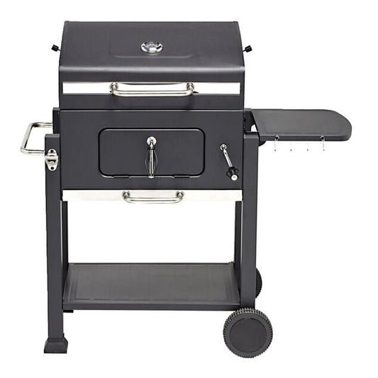 Barbecue à charbon Wilson rectangulaire avec couvercle 2 roulettes 114x72H108cm - homidiscount