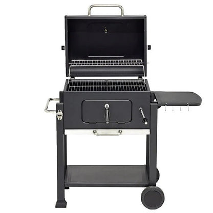 Barbecue à charbon Wilson rectangulaire avec couvercle 2 roulettes 114x72H108cm - homidiscount