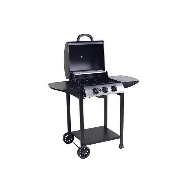 Barbecue à gaz Miami 3 brûleurs métal noir - homidiscount