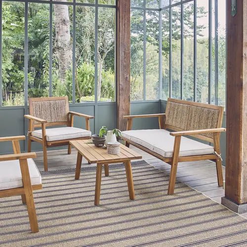 Bohemia corde verticale Salon de jardin bois et cannage vertical 4 places - homidiscount