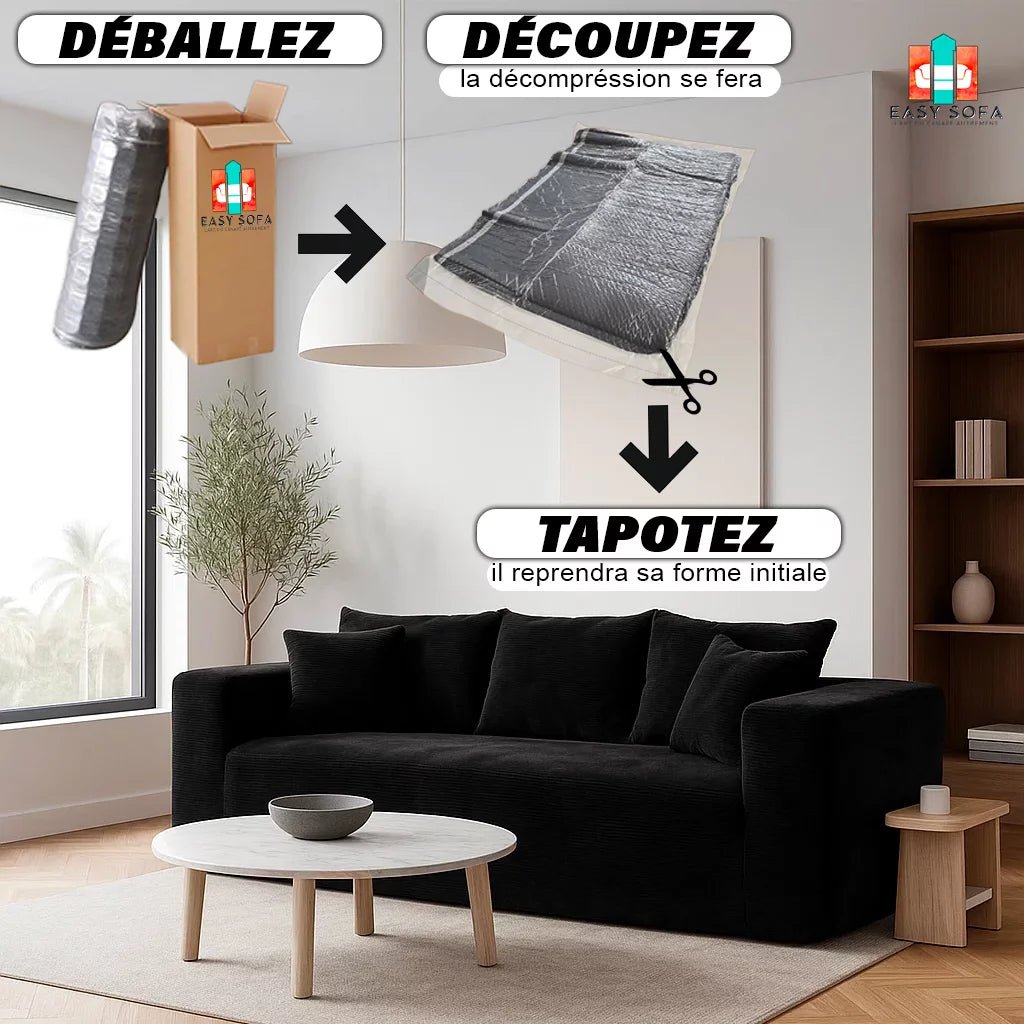 Canapé 3 Places compressé - homavodiscount