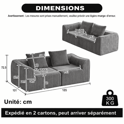 Canapé compressé 2 places - homavodiscount