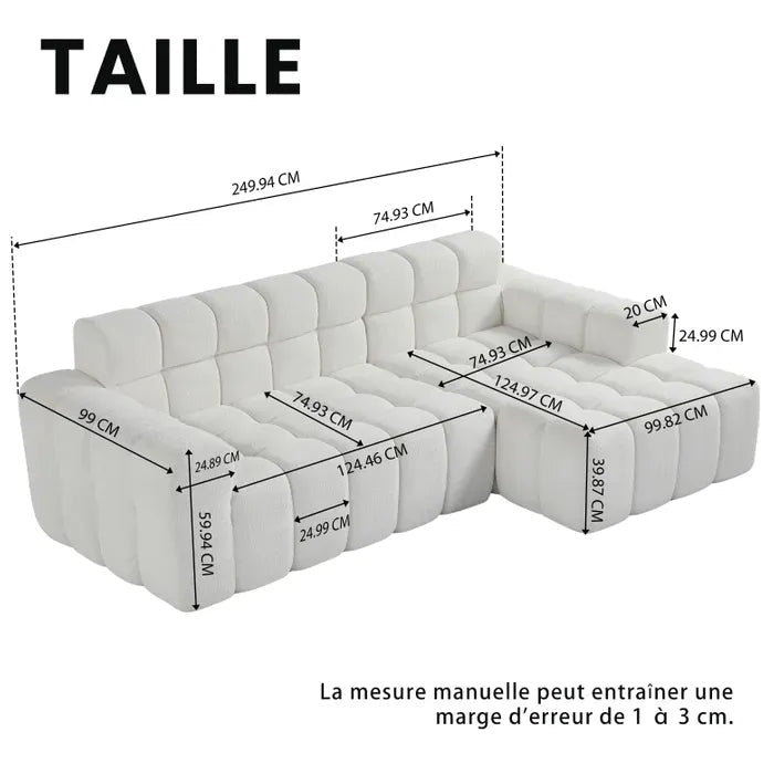 Canapé Compressé Canapé angle Moderne 3 Places 250X150X85Cm - homavodiscount