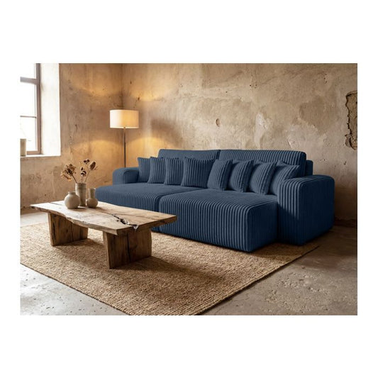 Canapé droit 4 places JADE - Bleu foncé - homidiscount