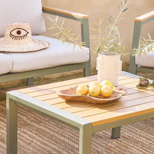 Casoria Salon de jardin aluminium et polywood 4 places Kaki / Beige - homidiscount