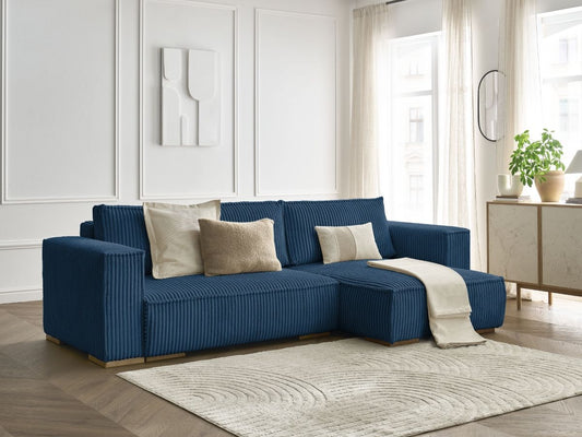 CHELSEA Canapé d'angle réversible Compressé - Bleu Foncé - homidiscount