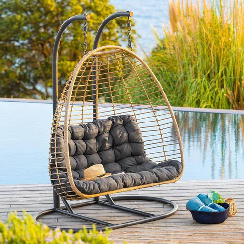 Fauteuil oeuf suspendu sur pied AJAR Ardoise - homidiscount