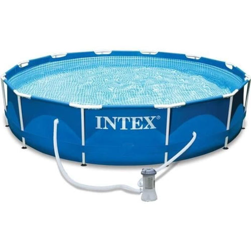 Kit Piscine hors sol tubulaire INTEX - Metal Frame - 366 x 76 cm - Ronde (Livrée avec pompe et cartouche)