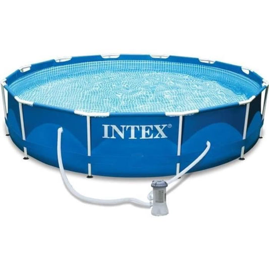 Kit Piscine hors sol tubulaire INTEX - Metal Frame - 366 x 76 cm - Ronde (Livrée avec pompe et cartouche)