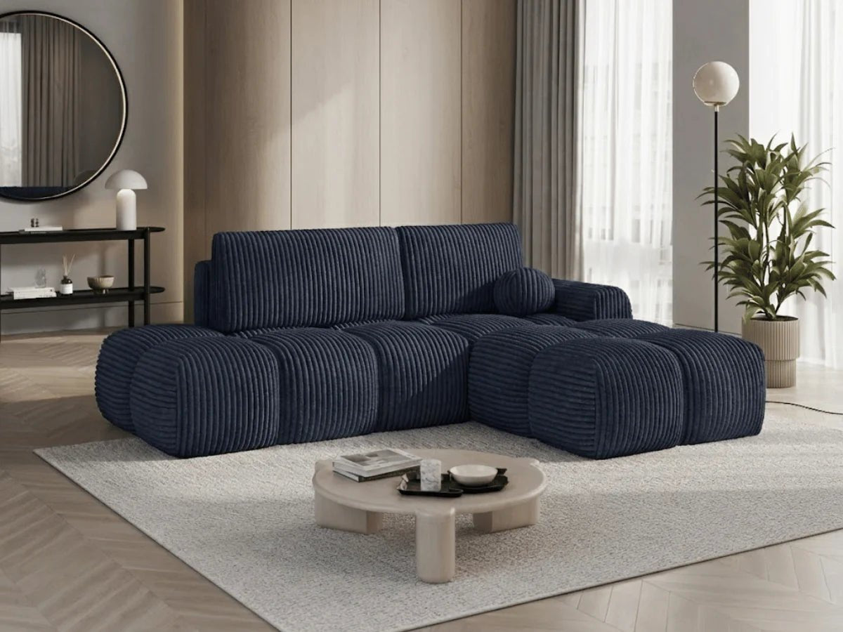 KLÉBER Canapé d’Angle Kléber - Bleu - homidiscount