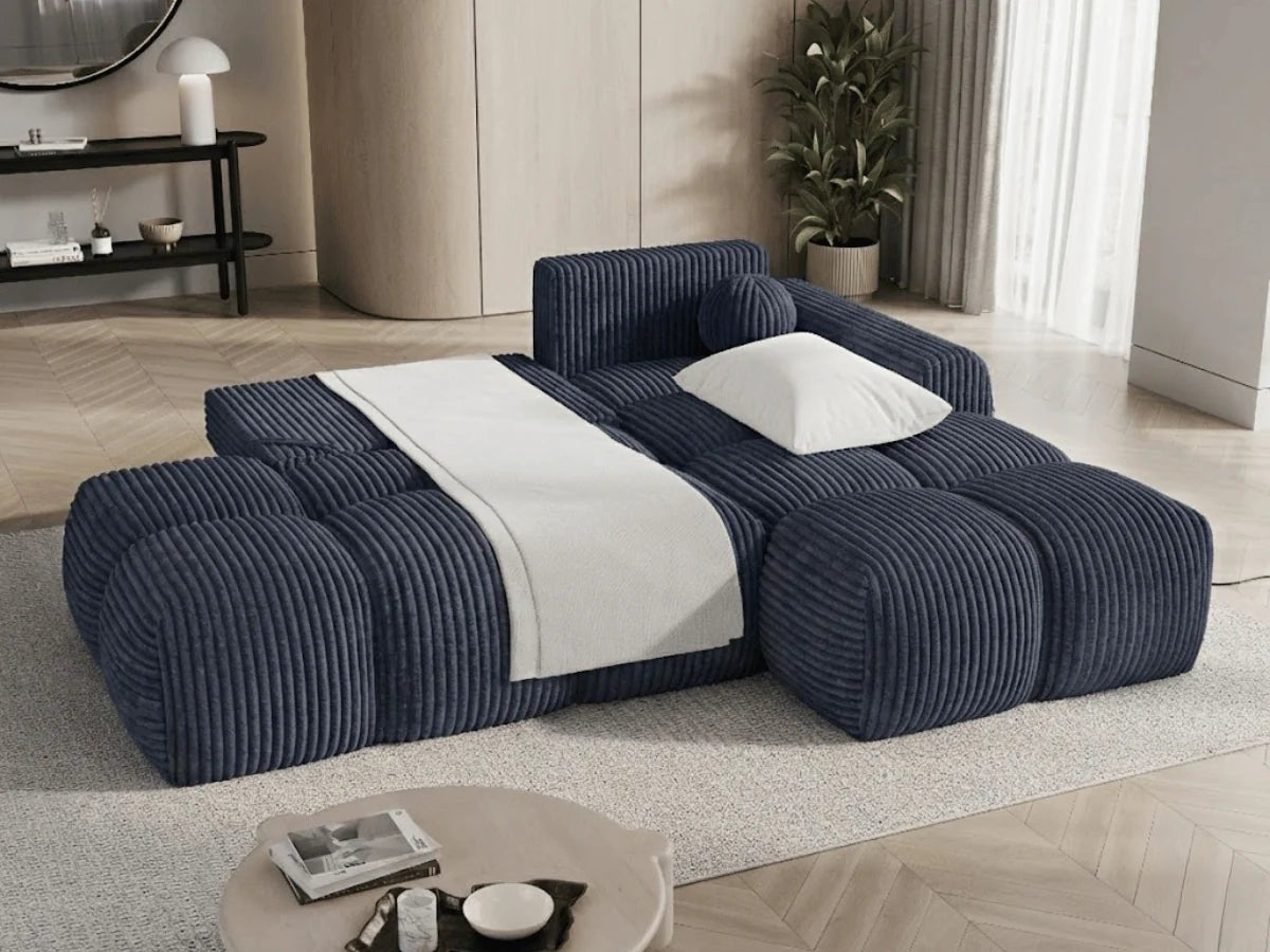 KLÉBER Canapé d’Angle Kléber - Bleu - homidiscount