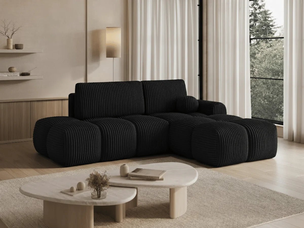 KLÉBER Canapé d’Angle Kléber - Noir - homidiscount