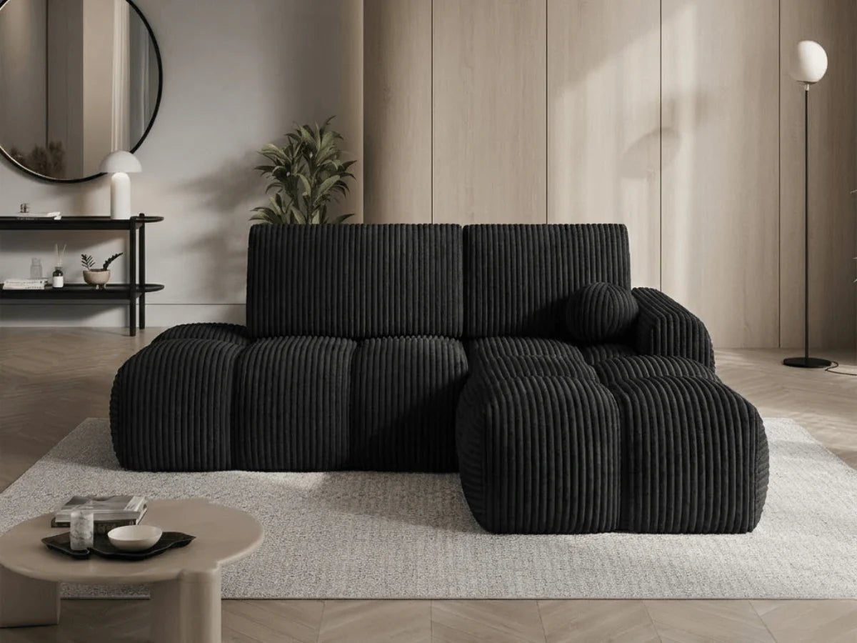 KLÉBER Canapé d’Angle Kléber - Noir - homidiscount