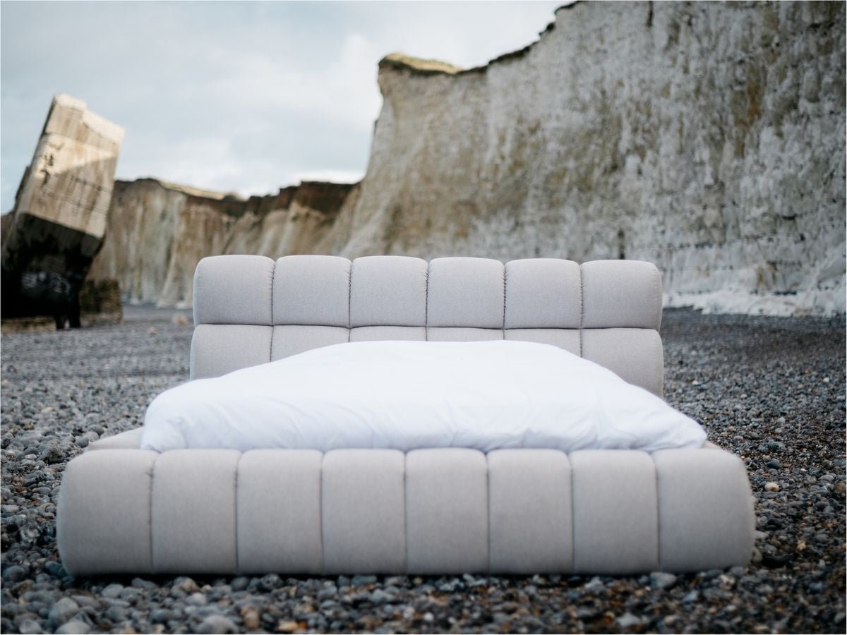 MONT - BLANC Lit coffre MONT - BLANC tissu chiné - Blanc - homidiscount