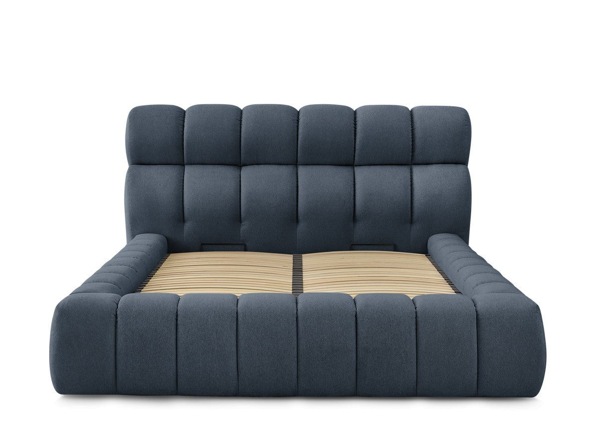 MONT - BLANC Lit coffre MONT - BLANC tissu chiné - Bleu - homidiscount