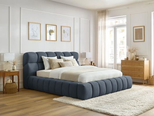 MONT - BLANC Lit coffre MONT - BLANC tissu chiné - Bleu - homidiscount