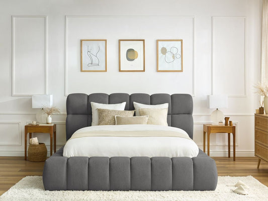 MONT - BLANC Lit coffre MONT - BLANC tissu chiné - Gris - homidiscount