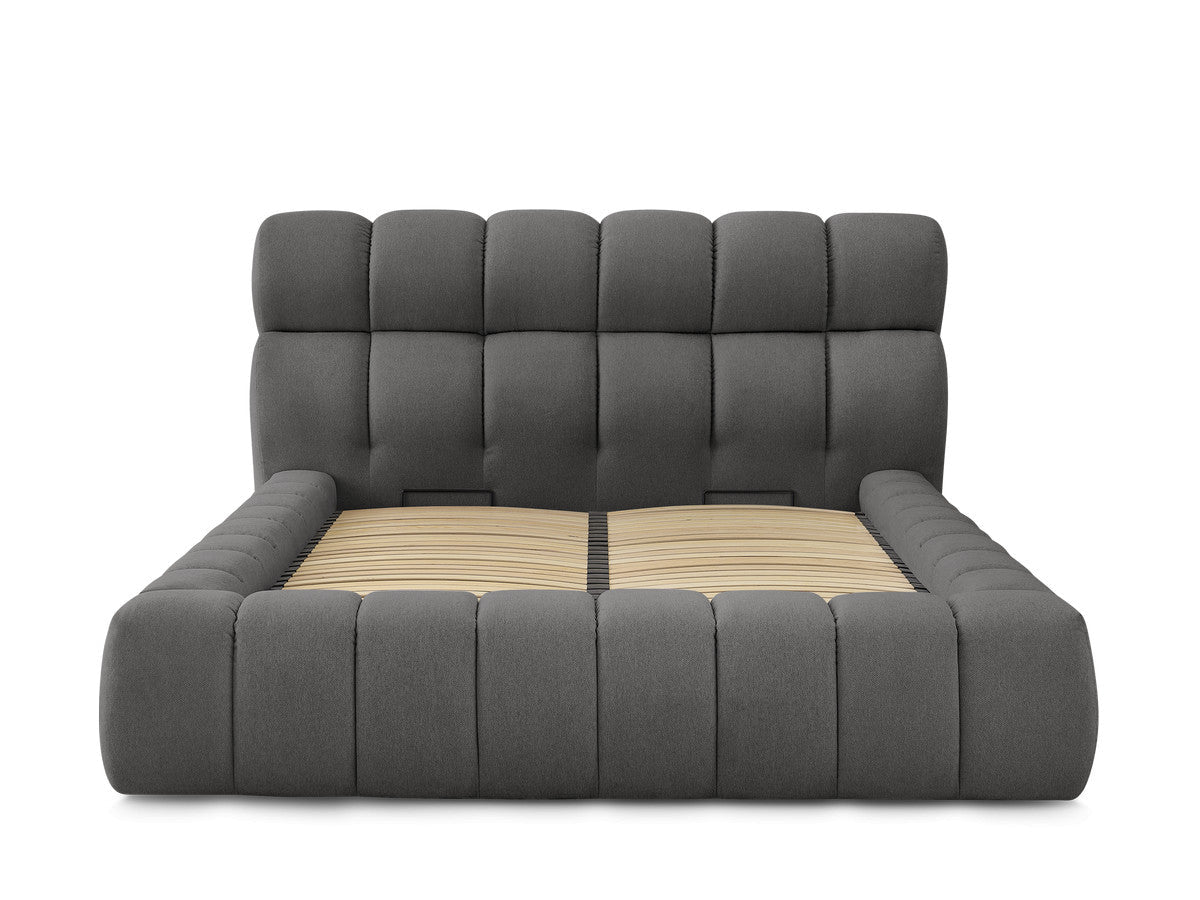 MONT - BLANC Lit coffre MONT - BLANC tissu chiné - Gris - homidiscount