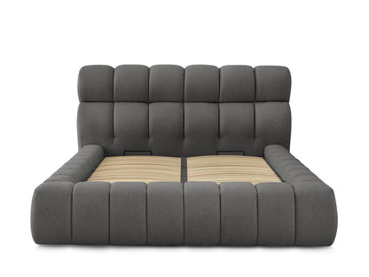MONT - BLANC Lit coffre MONT - BLANC tissu chiné - Gris - homidiscount