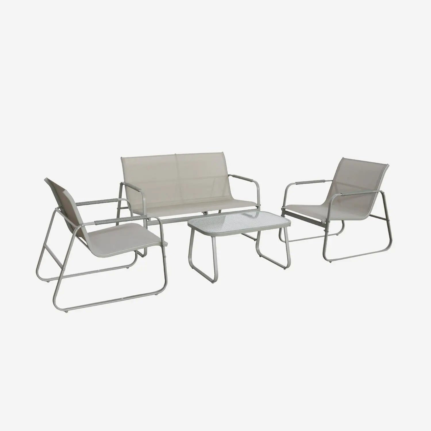 Noto Salon de jardin acier 4 places Kaki - homidiscount
