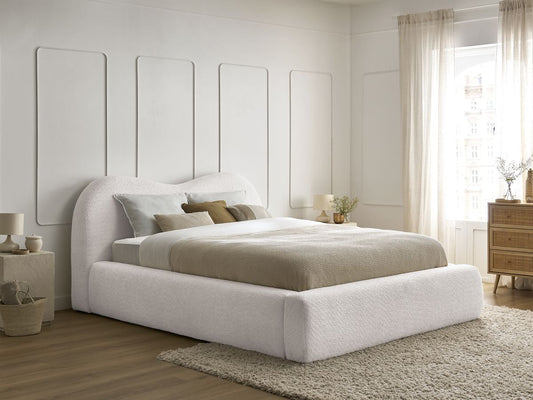 ORLANE Lit coffre ORLANE tissu bouclette - Blanc - homidiscount