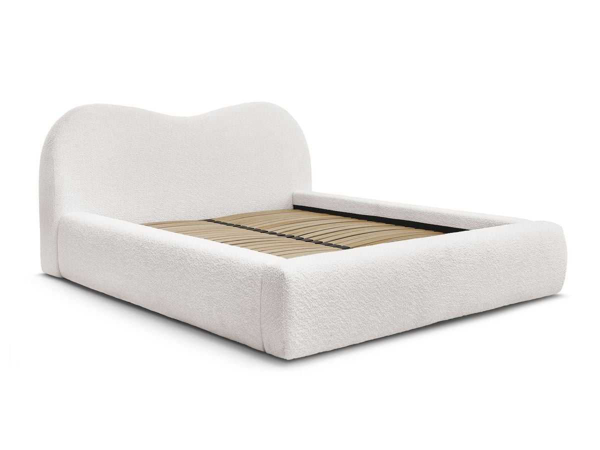 ORLANE Lit coffre ORLANE tissu bouclette - Blanc - homidiscount