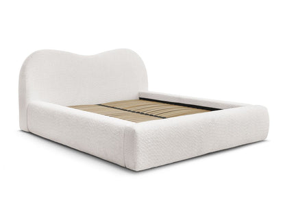 ORLANE Lit coffre ORLANE tissu bouclette - Blanc - homidiscount