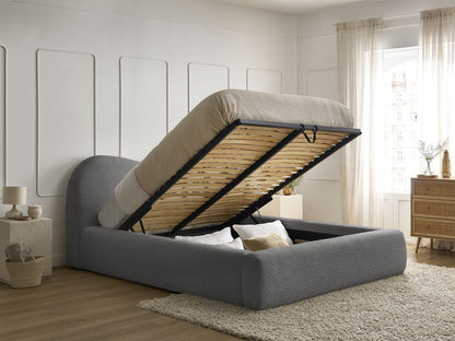ORLANE Lit coffre ORLANE tissu bouclette - Gris - homidiscount