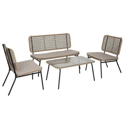 Salon de jardin 4 personnes Bali marron naturel - homidiscount
