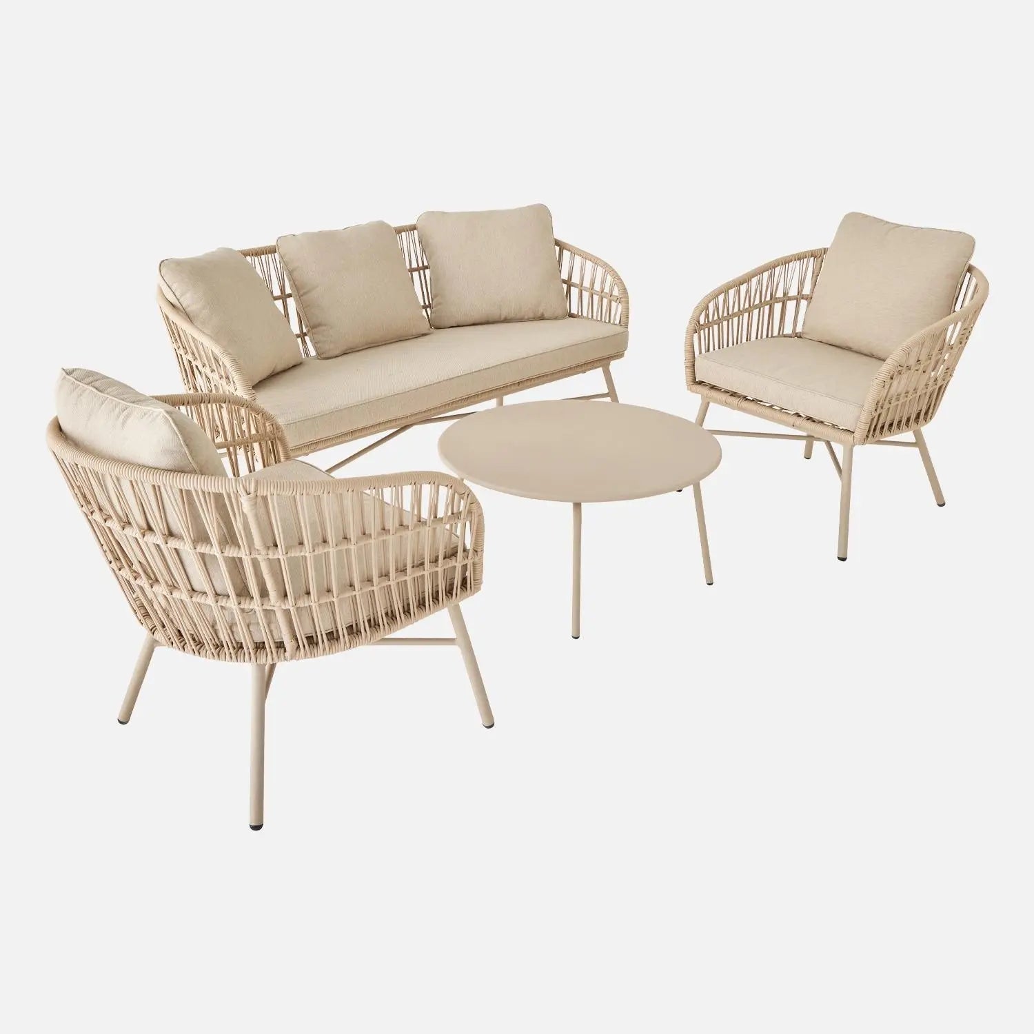 Vatuo Salon de jardin acier et cordes 4 places - homidiscount