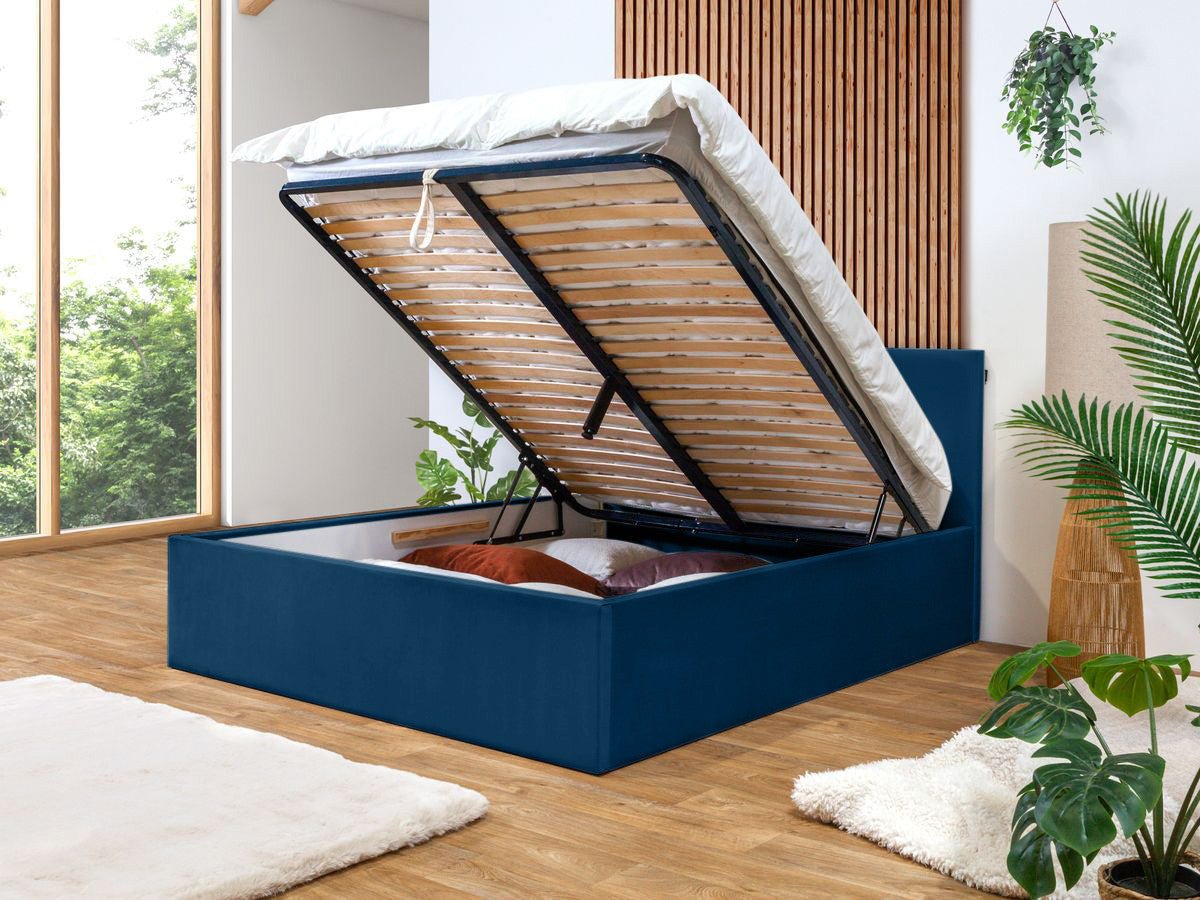 VIVARA Lit coffre VIVARA rangement XL - Bleu - homidiscount